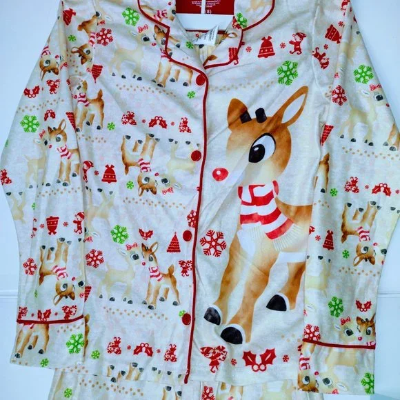 Conjunto de pijama de navidad para niños y niñas, Tops de manga larga con solapa - Picture 6 of 7